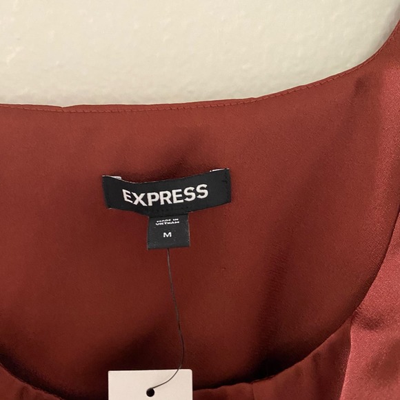 NWT Express Corset Dark Burnt Orange Red Crop Top sz Medium - Picture 4 of 7
